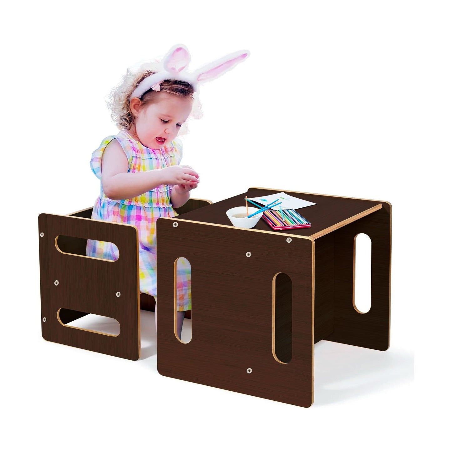 Wooden Folding Table and Chair Set for Toddlers Suitable for 2 to 10 Years
