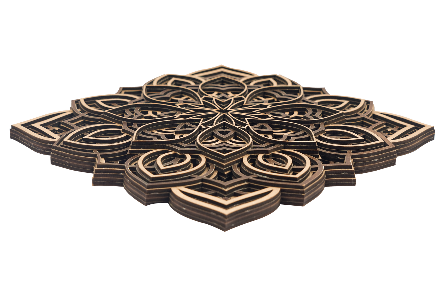Square Flower Style 6 Layer Wooden Photo Frame for Home and Office