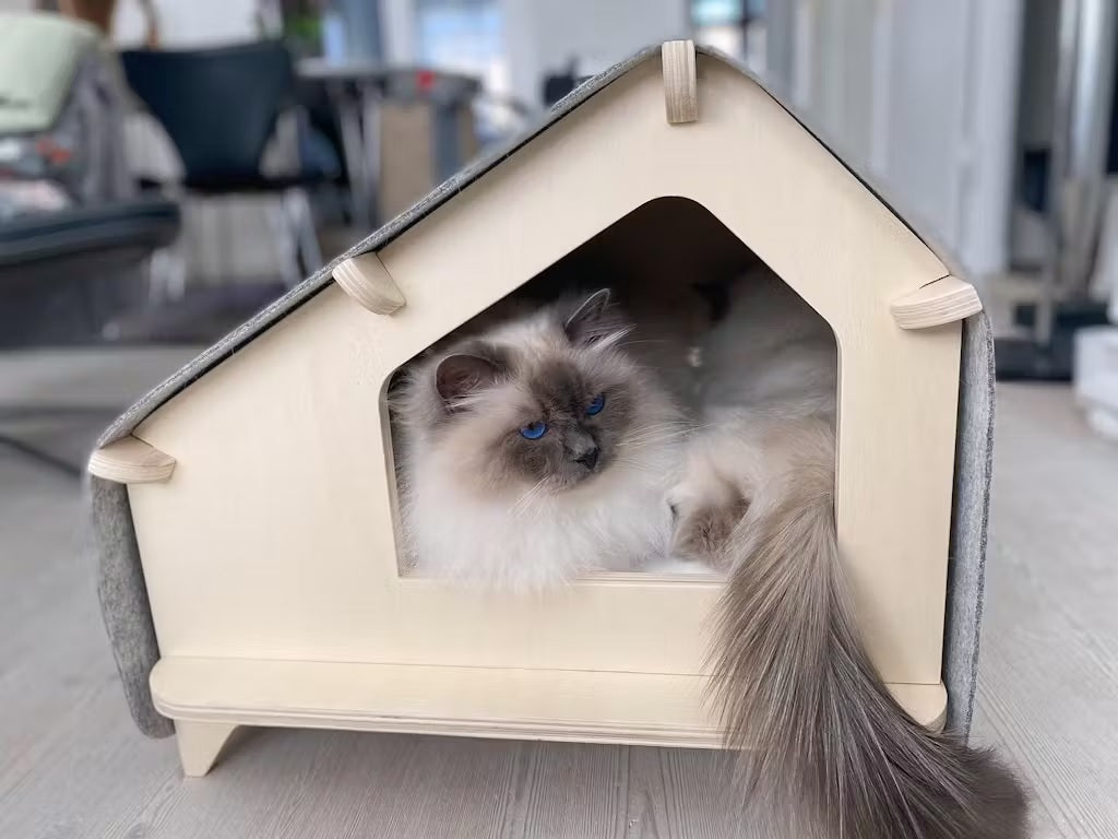 Wooden Foldable Pet House for Dog and Cat with Removable Cushion (Small)