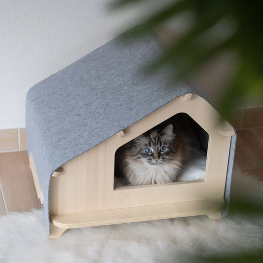 Wooden Foldable Pet House for Dog and Cat with Removable Cushion (Small)