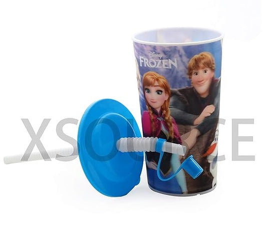Sipper 3D Glass Look Cartoon Character Sipper Glass with Straw