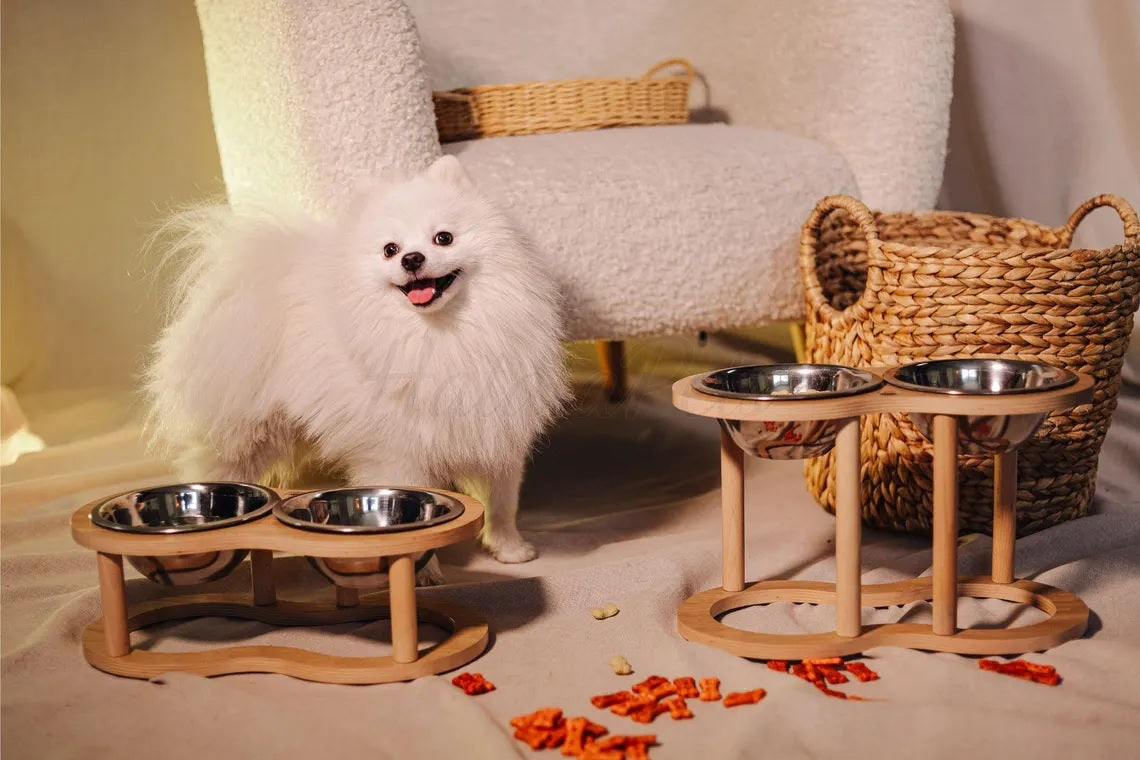 Bowl Elevated Wooden Pet Feeder Stand