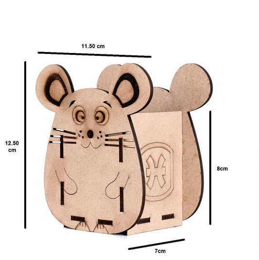 Wooden Mouse Shape Pen Stand