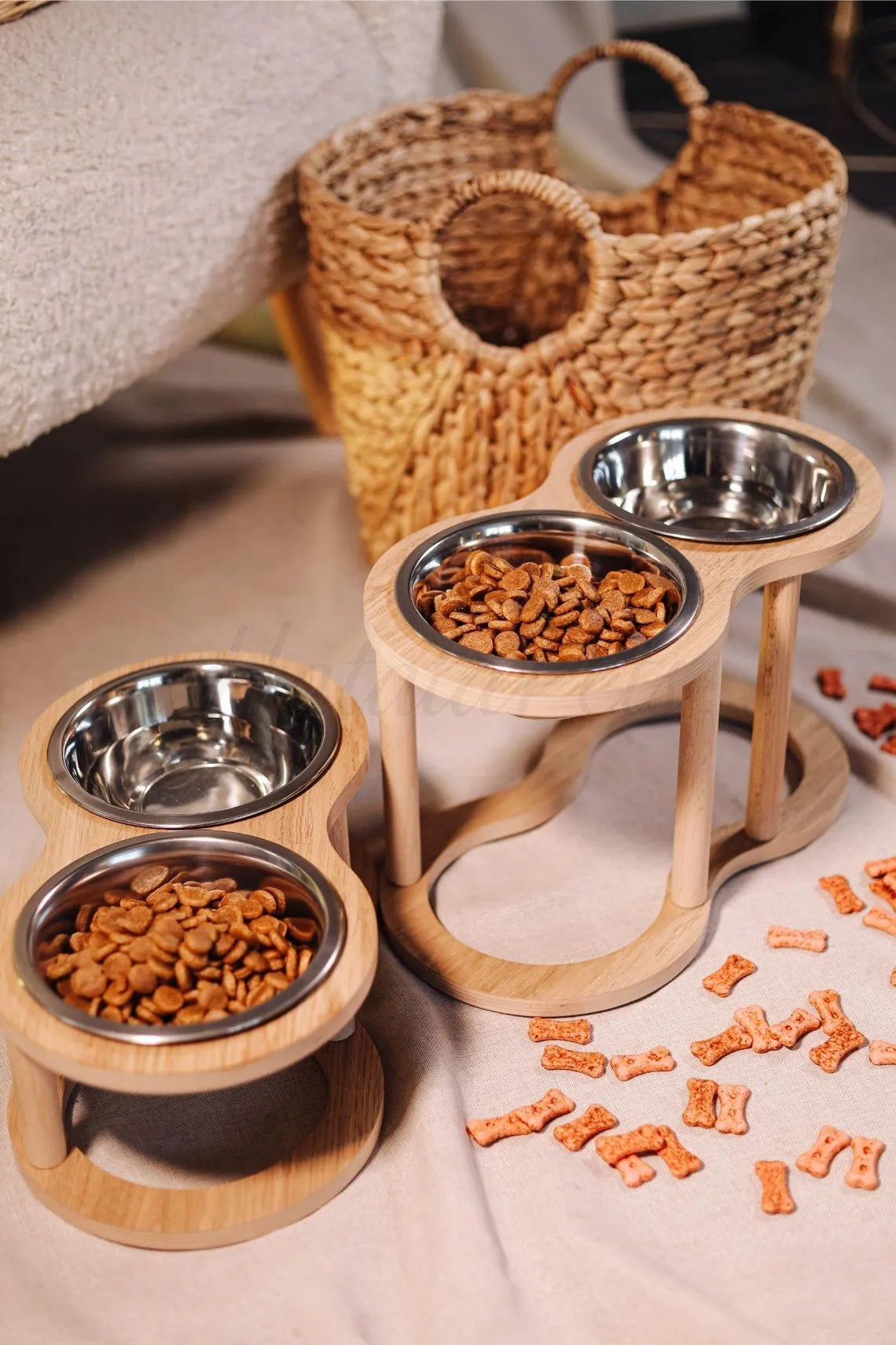 Bowl Elevated Wooden Pet Feeder Stand