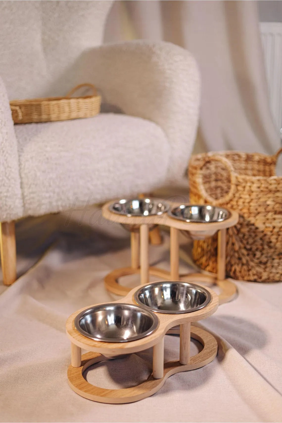 Bowl Elevated Wooden Pet Feeder Stand