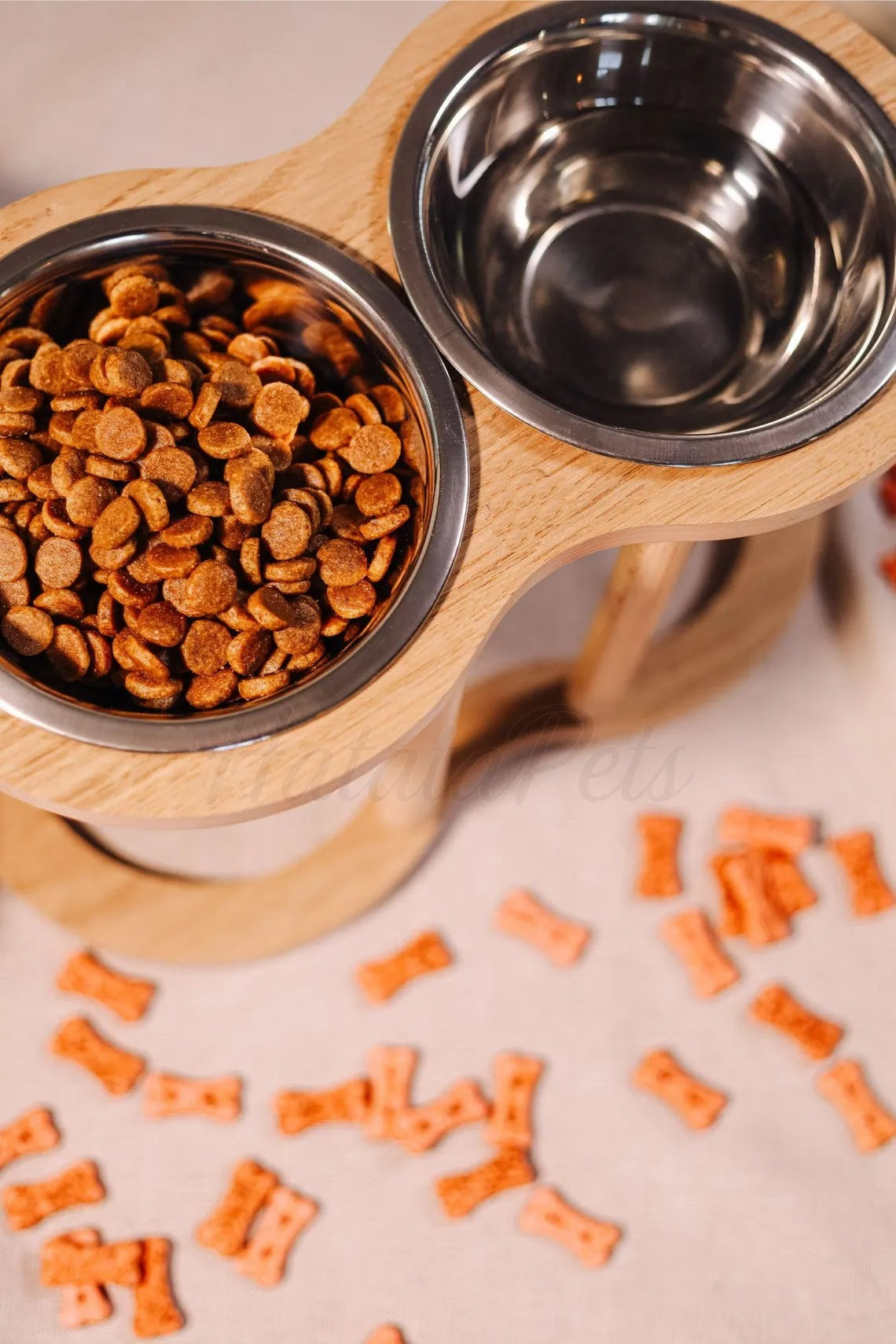 Bowl Elevated Wooden Pet Feeder Stand