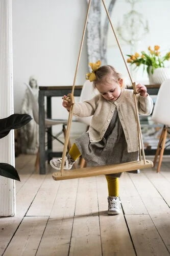 Kids Wooden Swing Set Indoor & Outdoor Playground Swing With Rope And Handle Suitable For 3 To 10 Years