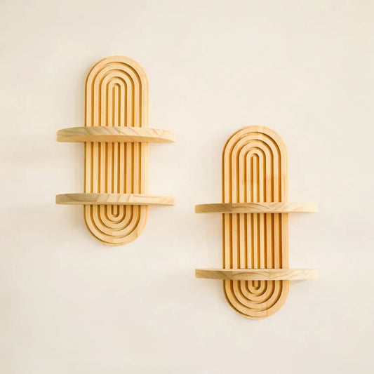 Modern Wooden Wall Shelf for Living Room, Bedroom, Hallway & Office (2 Tier Pack of 1)