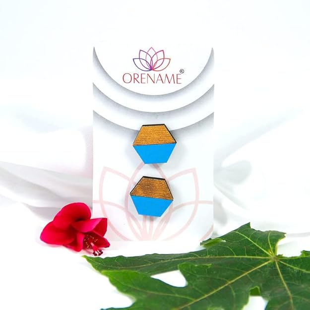 Handmade Wooden Stud Earrings Set For Girls And Women (Pack Of 6)