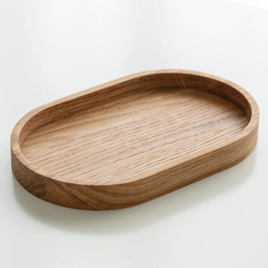 Wooden Serving Tray – Oval Wooden Plate for Snacks, Desserts