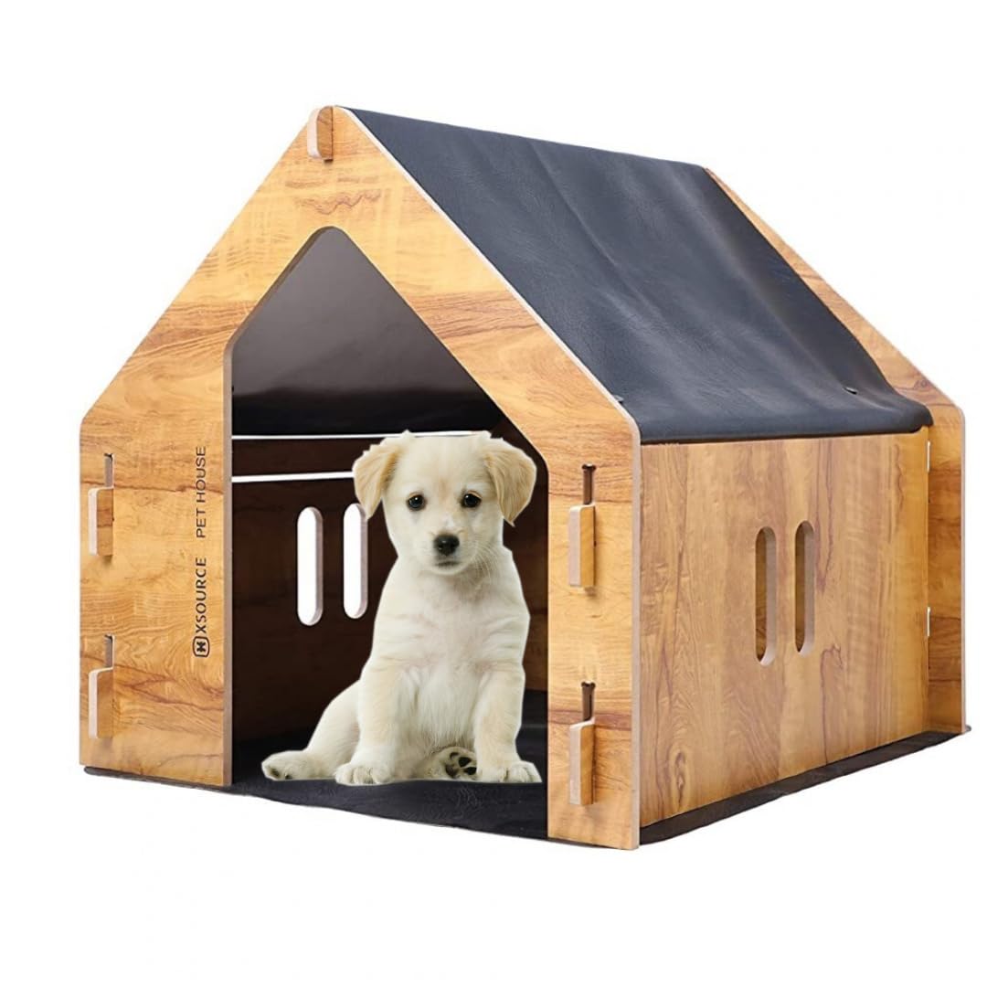 Wooden Foldable Pet House for Dog and Cat with Removable Cushion (Big)