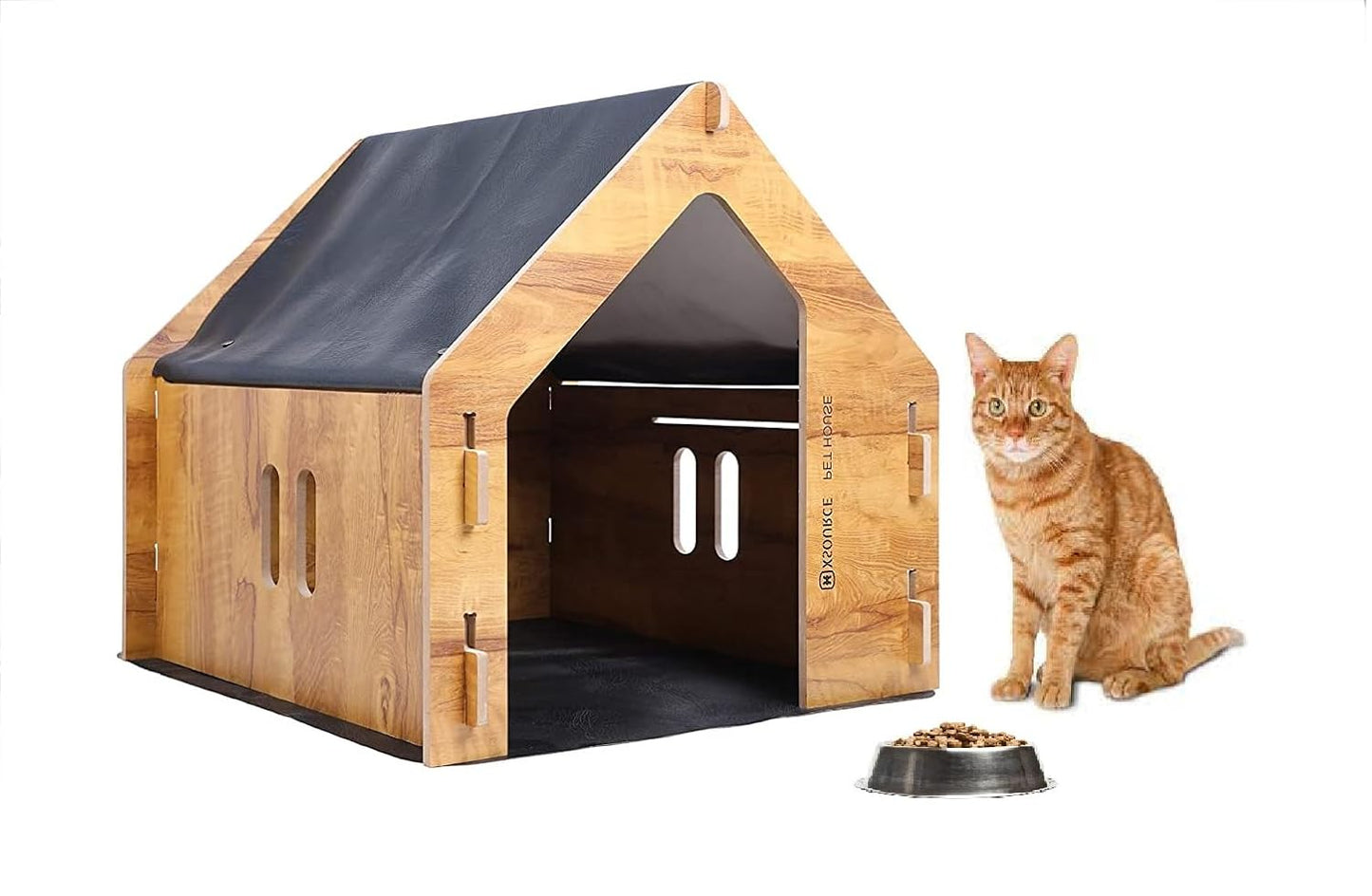 Wooden Foldable Pet House for Dog and Cat with Removable Cushion (Big)