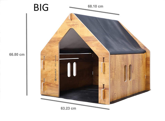 Wooden Foldable Pet House for Dog and Cat with Removable Cushion (Big)