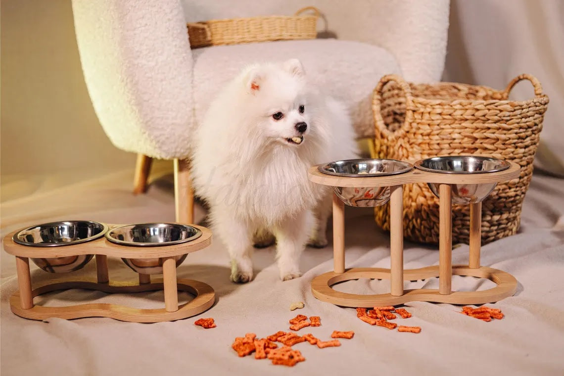 Bowl Elevated Wooden Pet Feeder Stand