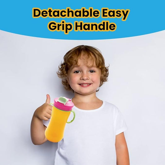 Baby Sipper Cup with Straw Leak-Proof, Dual Handle, Flip-Top Lid
