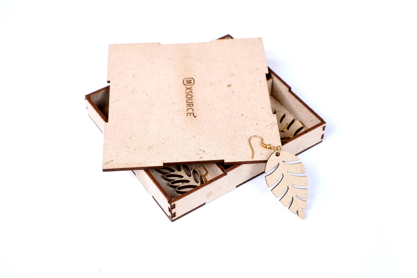 Wooden Floral Earrings with Jewelry Organizer Box Set of 6 Pairs for Women and Girls