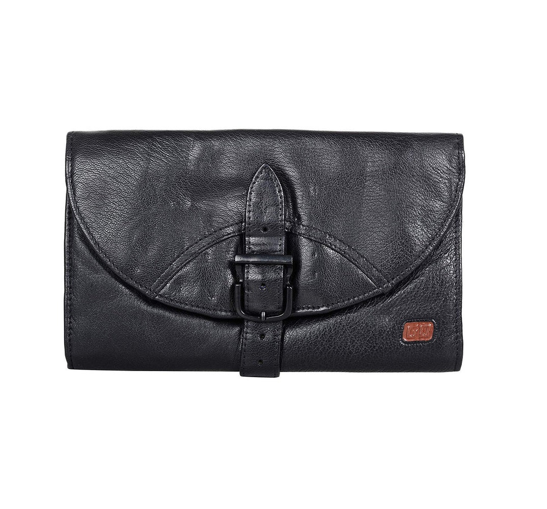 Men's Black Leather Toiletry Bag