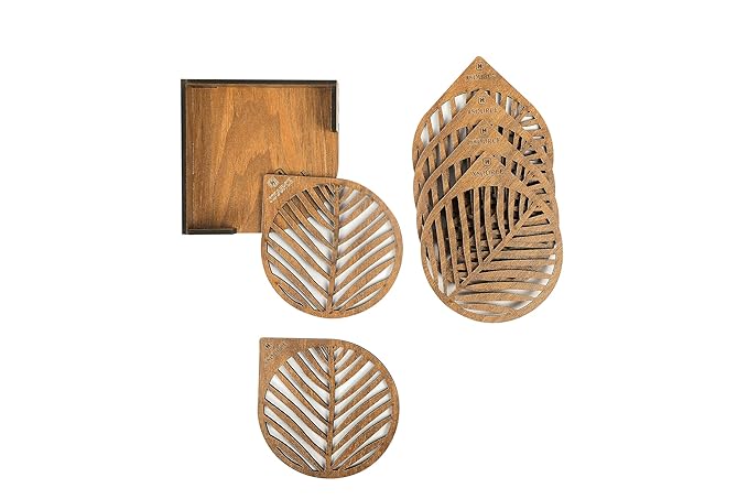 Wooden Pear Tea Coasters Set of 6