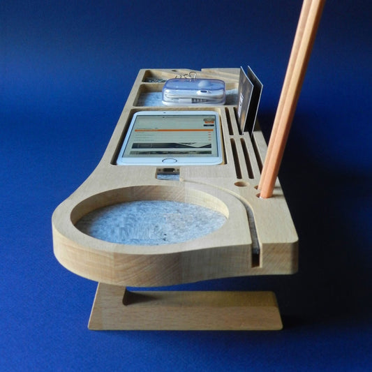 Stylish Wooden Desk Organizer with Compartments for Phone, Pens