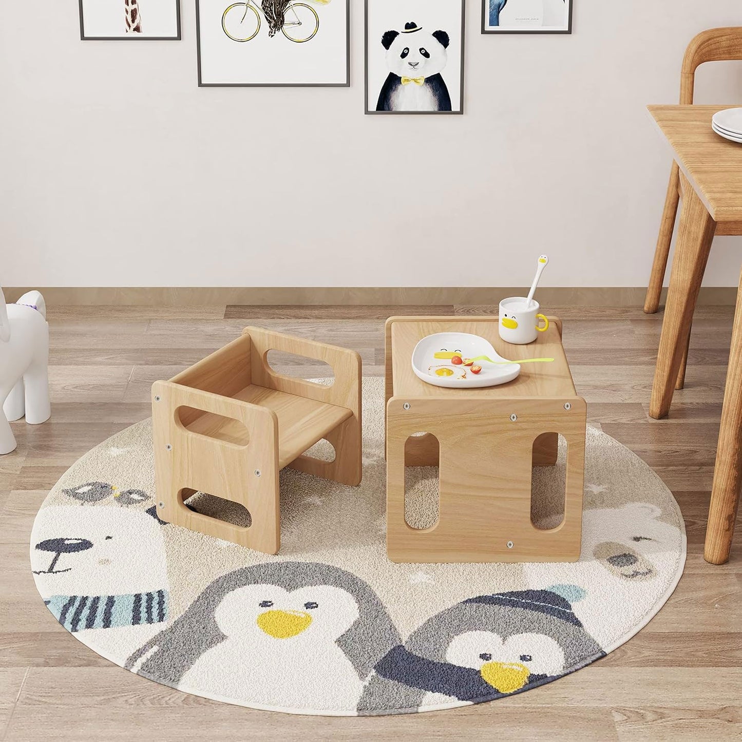 Wooden Folding Table and Chair Set for Toddlers Suitable for 2 to 10 Years