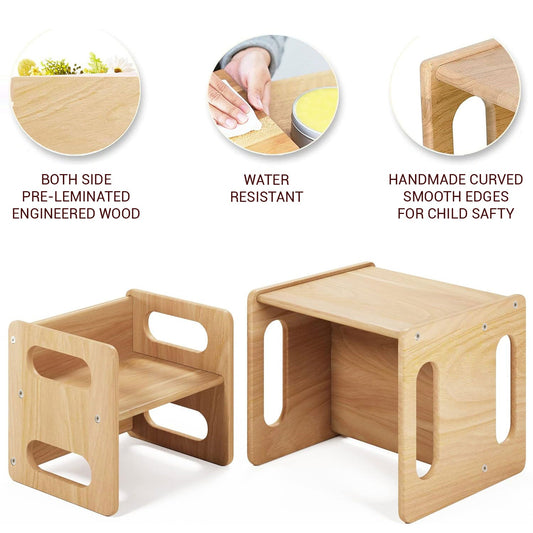 Wooden Folding Table and Chair Set for Toddlers Suitable for 2 to 10 Years