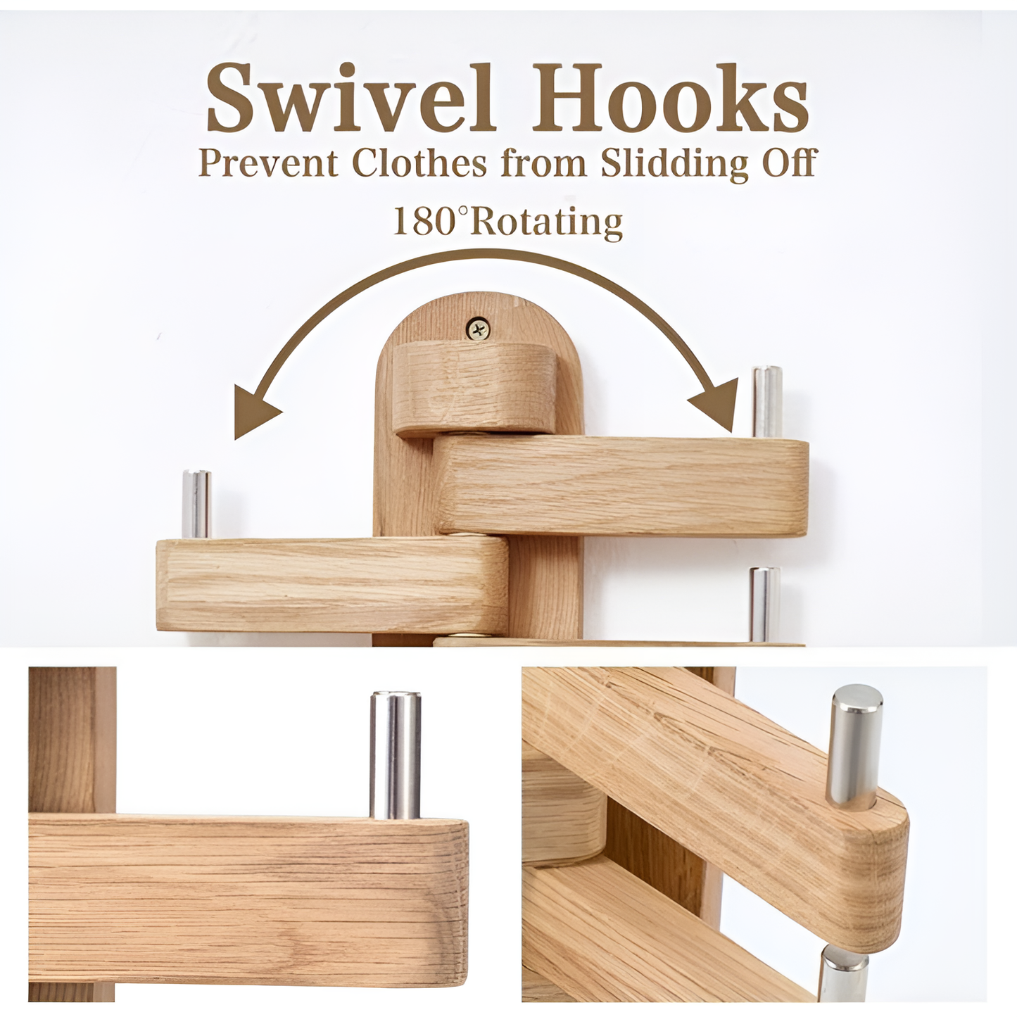Wooden Wall Mounted Foldable Key Hanger for Home & Office