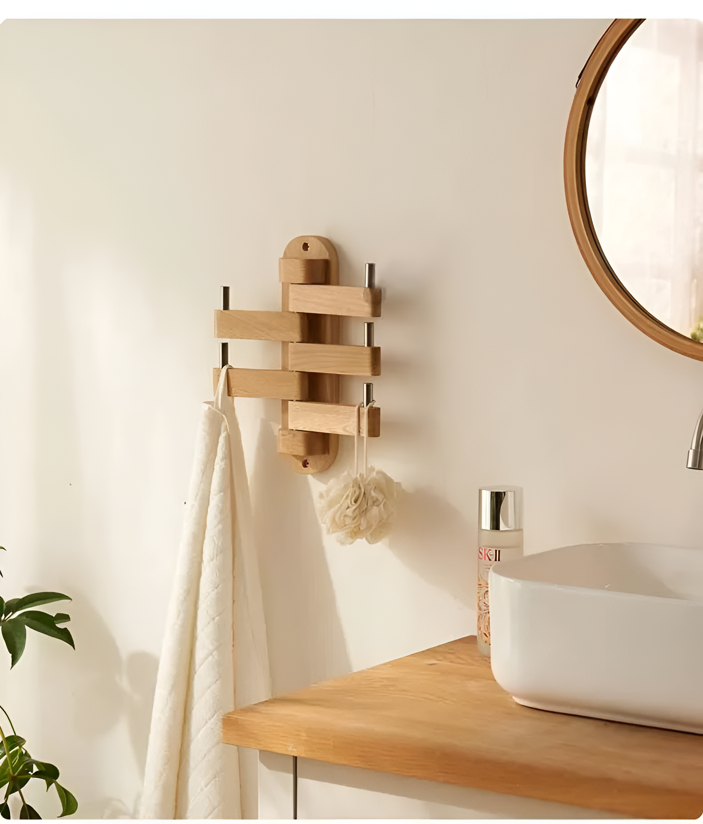 Wooden Wall Mounted Foldable Key Hanger for Home & Office