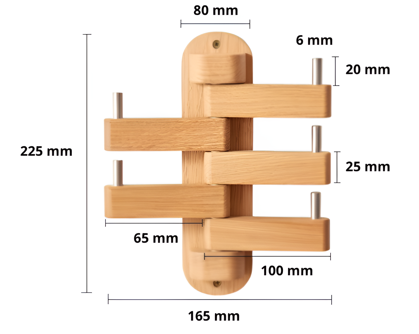Wooden Wall Mounted Foldable Key Hanger for Home & Office