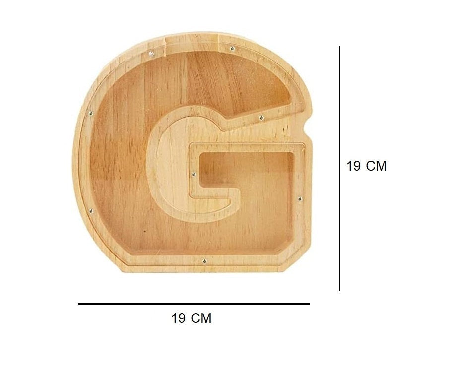 Wooden Alphabet Piggy Bank with Clear Acrylic Front A-Z Letters for Kids & Adults