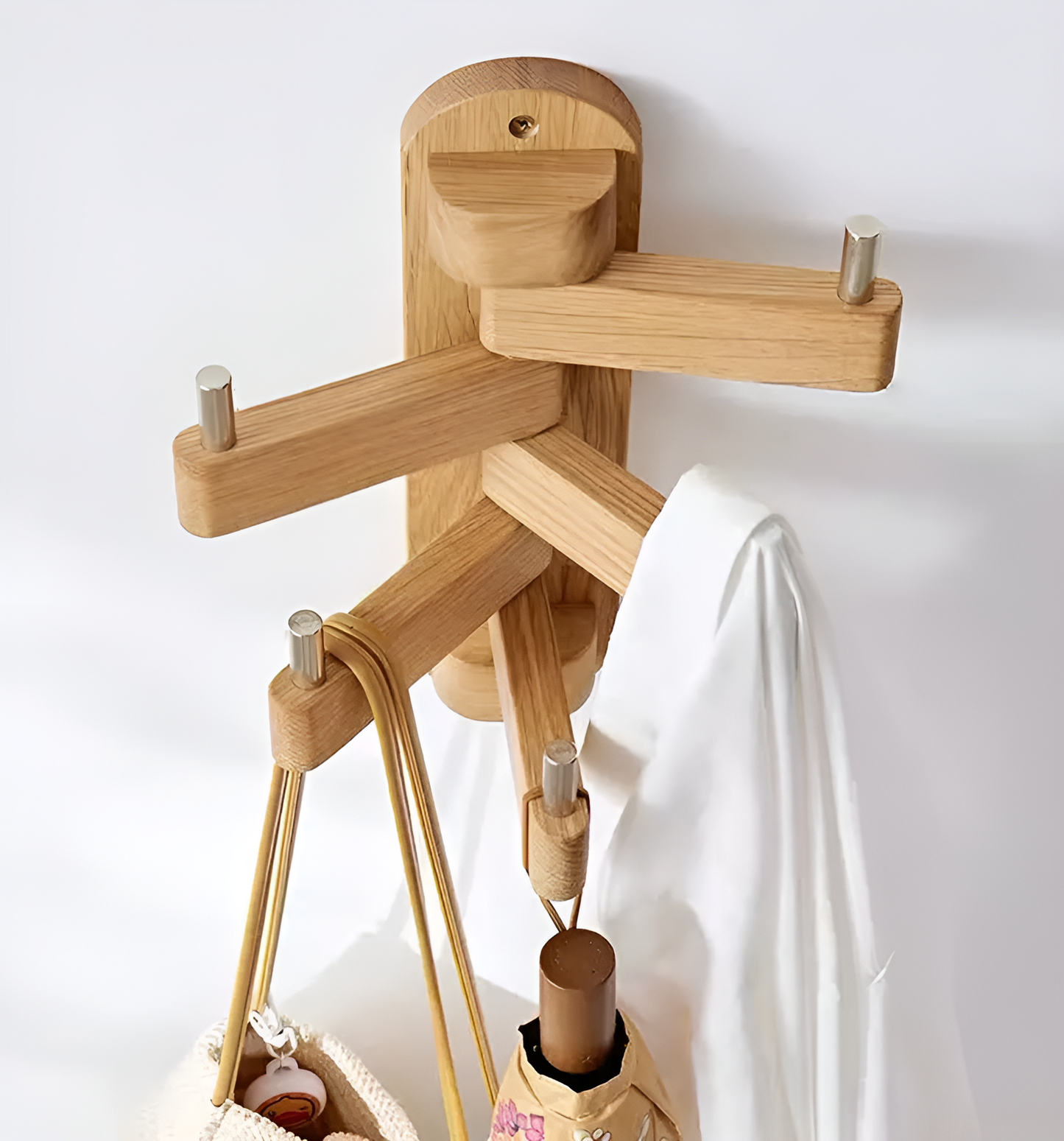 Wooden Wall Mounted Foldable Key Hanger for Home & Office