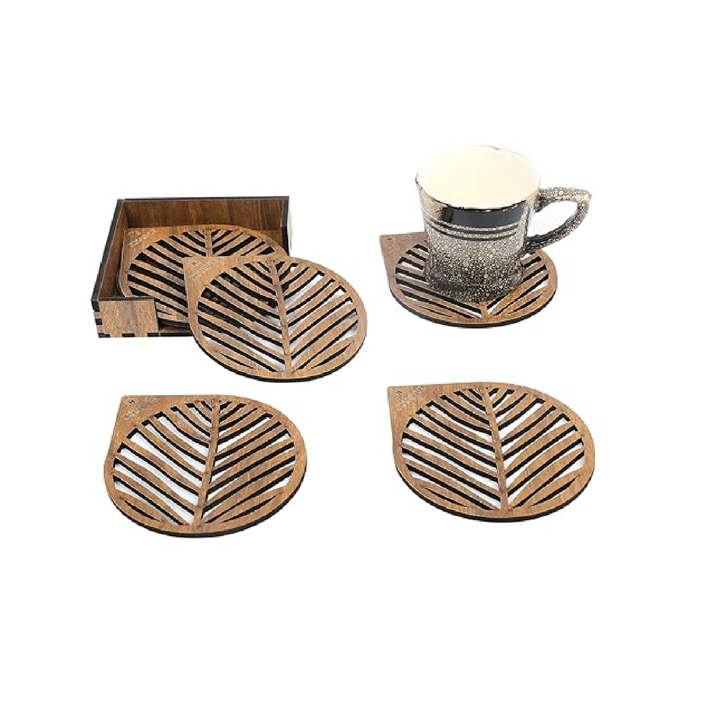Wooden Pear Tea Coasters Set of 6