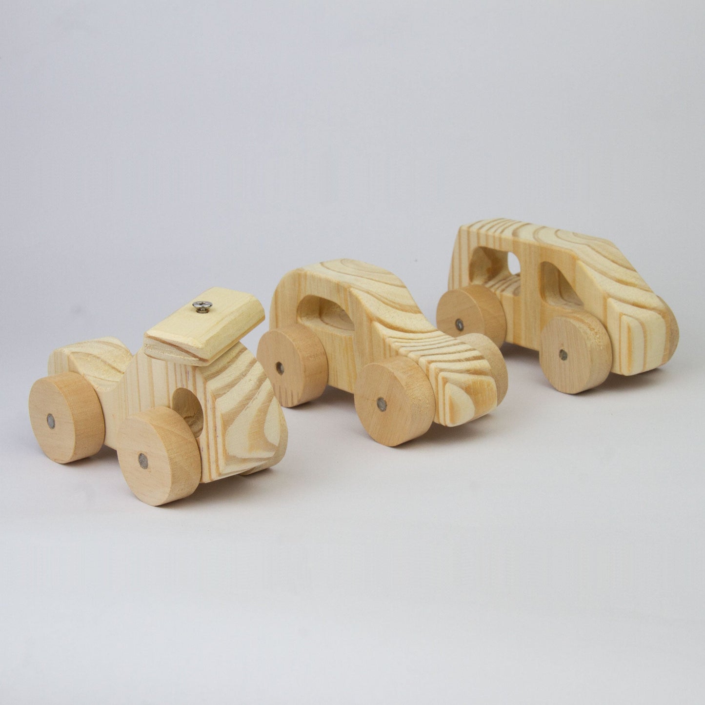 Natural Wooden Car, Van & Helicopter Toys Safe, Eco-Friendly, Educational Toy Set for Toddlers