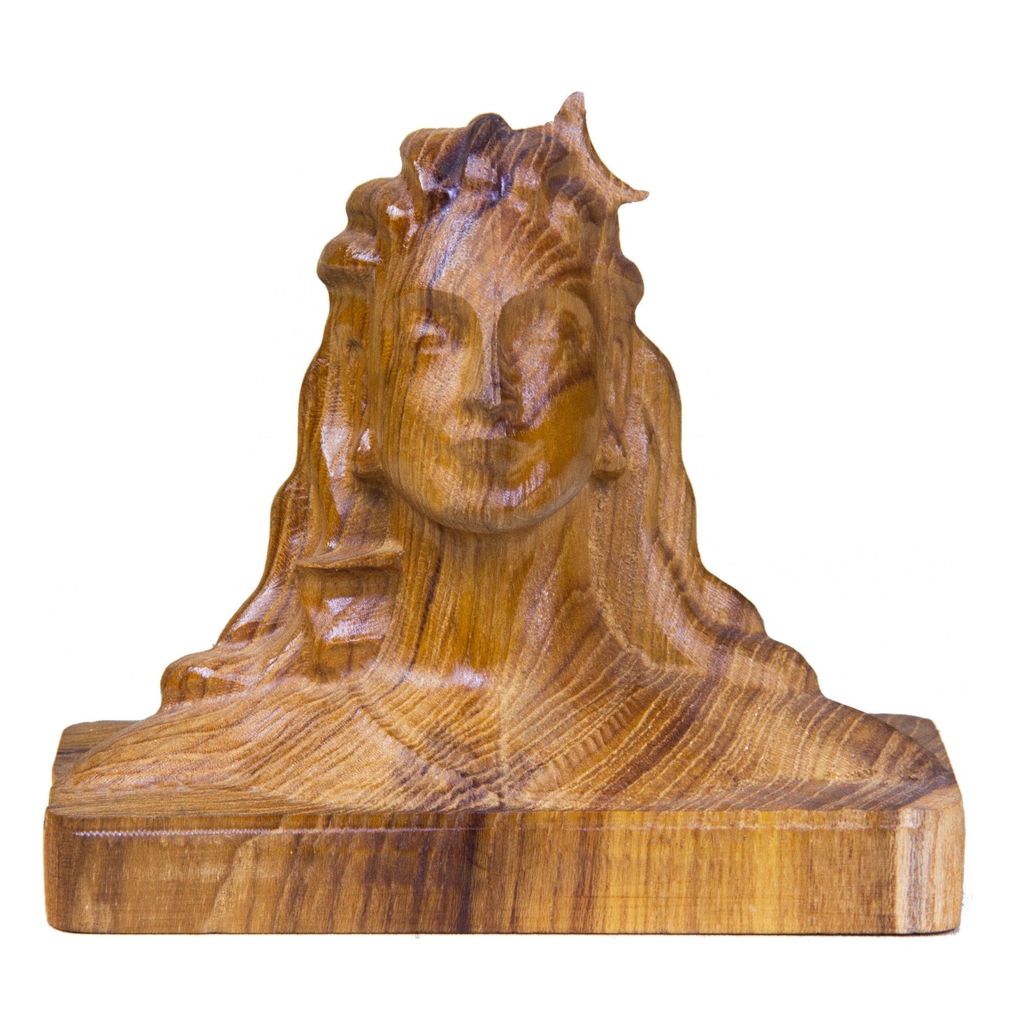 Adiyogi Lord Shiva Teak Wood Statue for Home & Car
