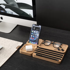 Wooden Desk Organiser Tray with Compartments - Design 4 (Modular Set)