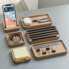 Wooden Desk Organiser Tray with Compartments - Design 4 (Modular Set)