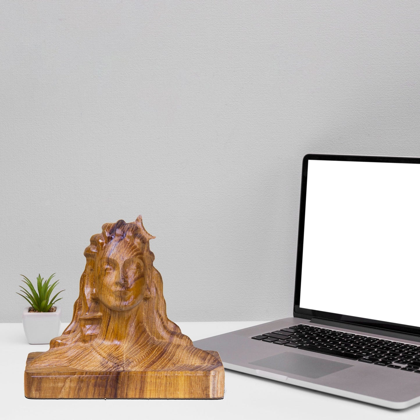 Adiyogi Lord Shiva Teak Wood Statue for Home & Car