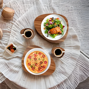 Wooden Oval Placemat Mat with Tea Coasters Set of 2, 4, 6 Table Placemats for Dining and Kitchen