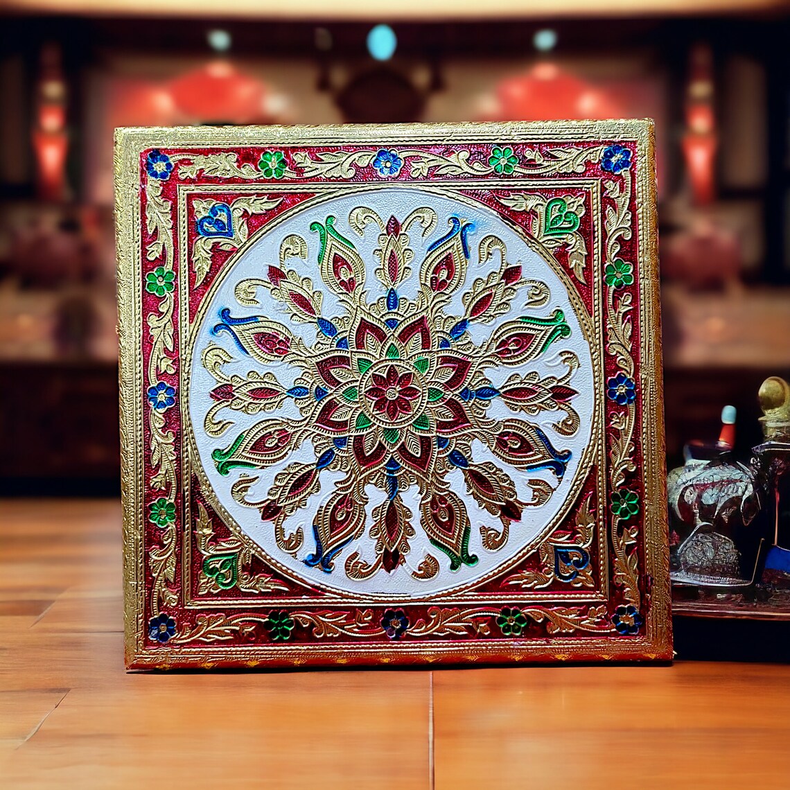 Wooden Bajot Chowki - Traditional Puja Stool, Large/Small