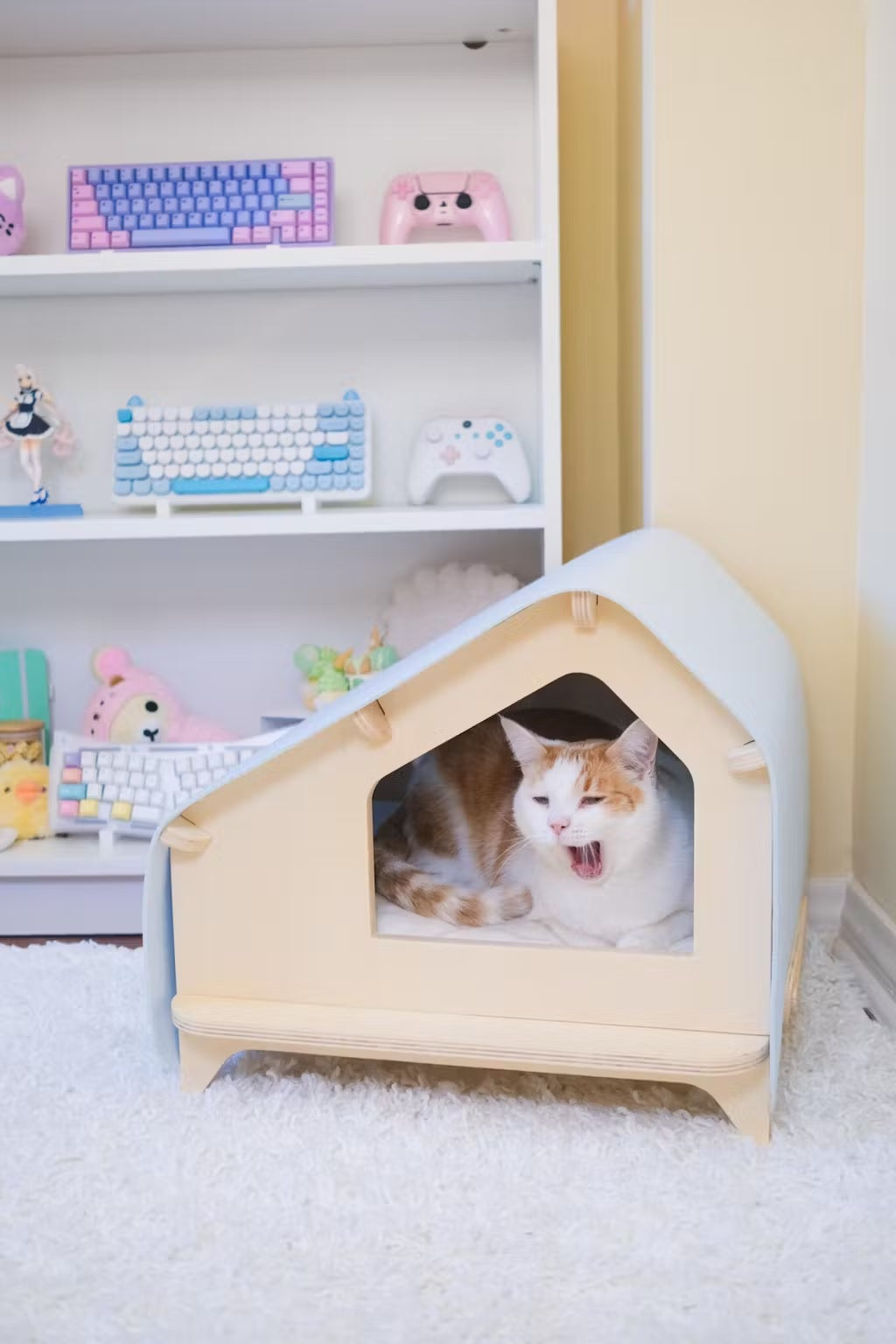 Wooden Foldable Pet House for Dog and Cat with Removable Cushion (Small)