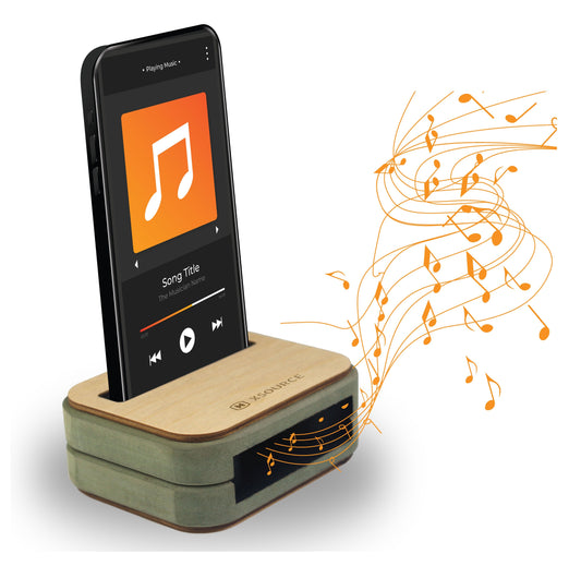 XSOURCE Wooden Mobile Stand with Speaker Amplifier Multifunctional Mobile Phone Holder Electricity Free Natural Sound Amplifier & Mobile Sound Enhancer Multipurpose Phone Stand & Docking Station