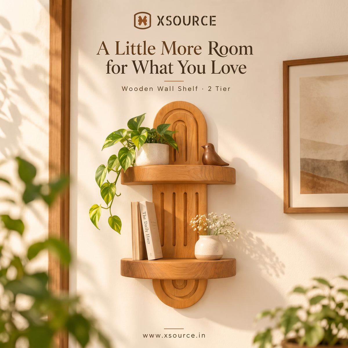 Wooden Wall Shelf - Seasoned Pine, 1 Tier or 2 Tier