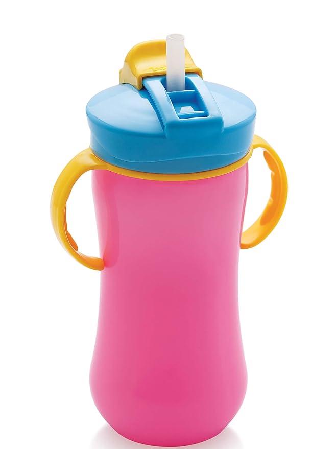 Baby Sipper Cup with Straw Leak-Proof, Dual Handle, Flip-Top Lid