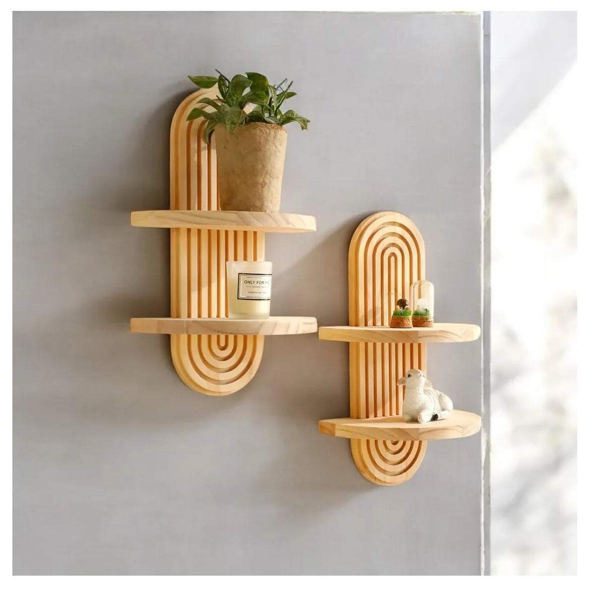 Wooden Wall Shelf - Seasoned Pine, 1 Tier or 2 Tier
