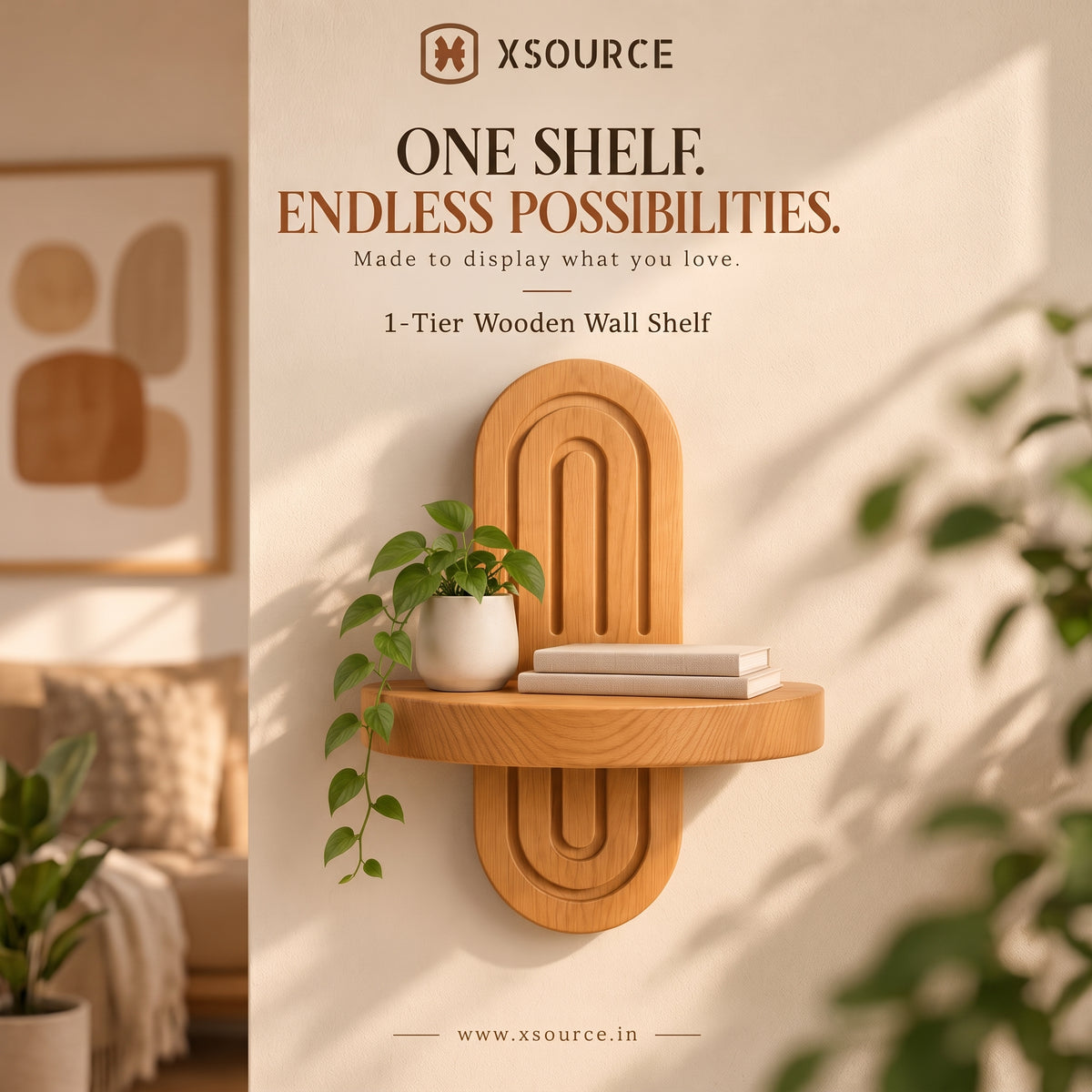 Wooden Wall Shelf - Seasoned Pine, 1 Tier or 2 Tier