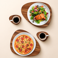 Wooden & Leather Placemat Set with Matching Tea Coasters Oval