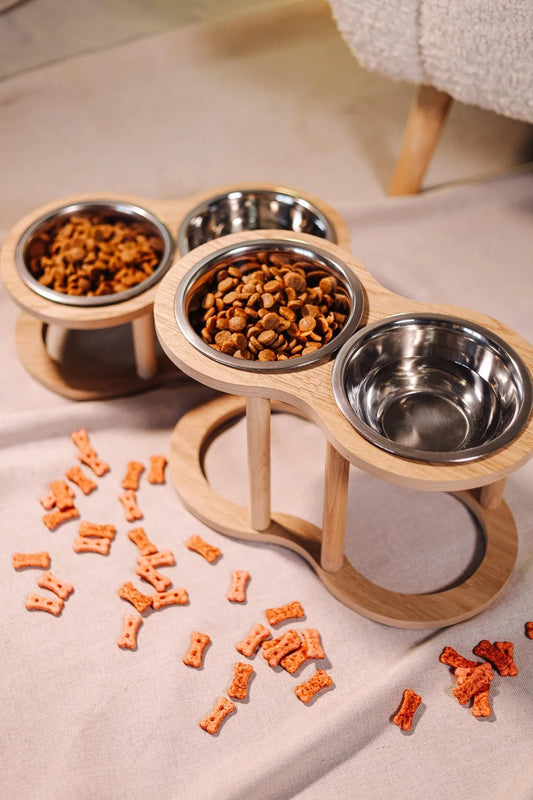 Bowl Elevated Wooden Pet Feeder Stand