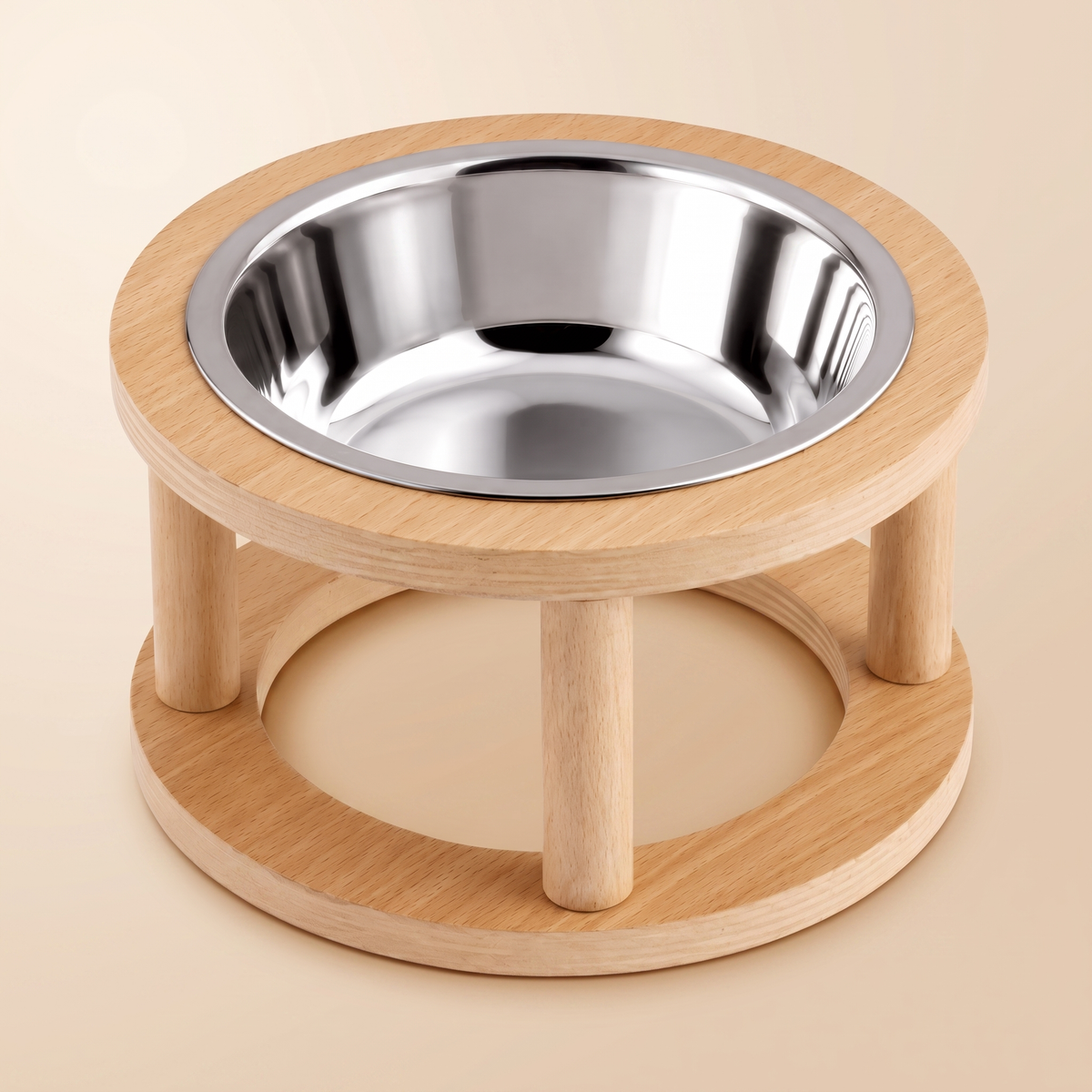 Wooden Dandi Pet Bowl Stand - Burmese Teak Rod, Single/Double/Triple Bowl
