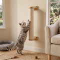 Wooden Cat Scratching Post - Wall-Mounted, Cotton Rope on Burmese Teak