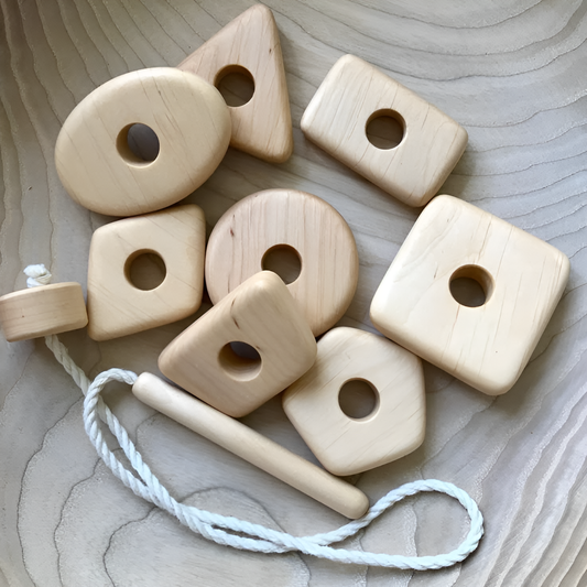 Wooden Geometric Lacing Toy for Toddlers Kids Activity Toys