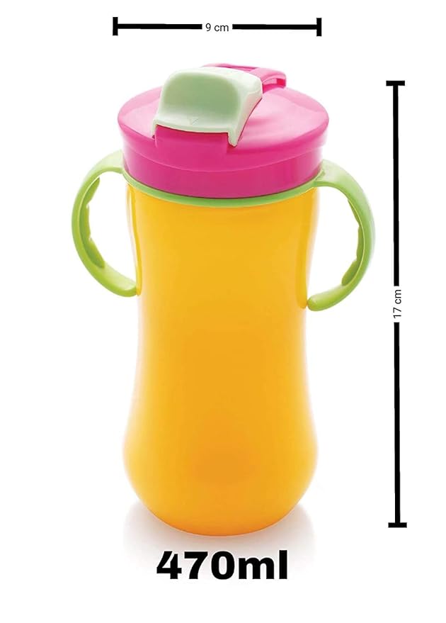 Baby Sipper Cup with Straw Leak-Proof, Dual Handle, Flip-Top Lid